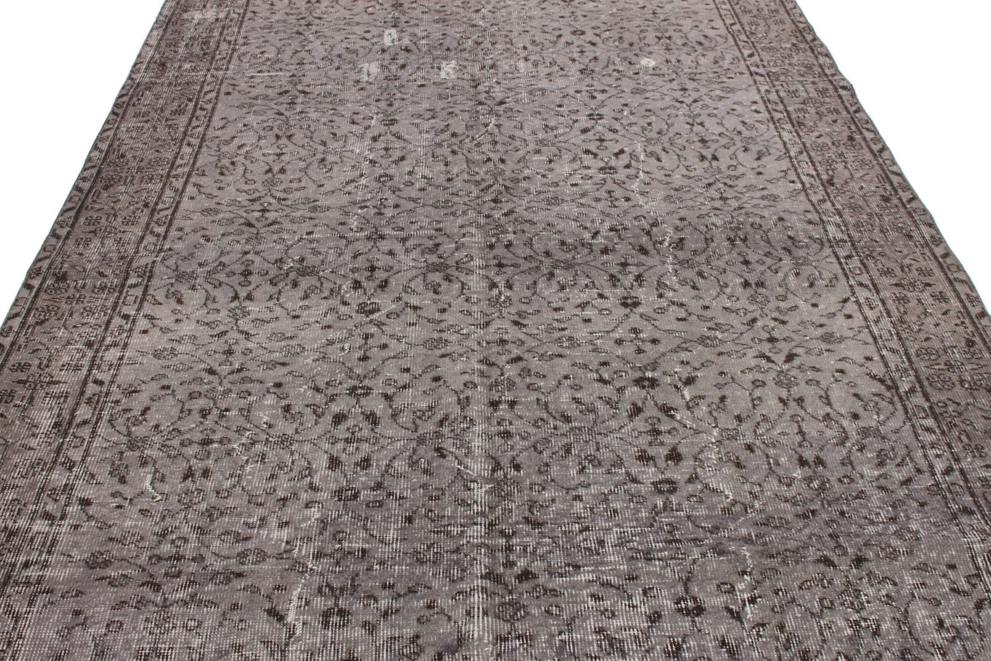 Gray Vintage Rug 5x8, Turkish Rug 5x8, Overdye Gray Vintage Carpet Rug, Handmade Contemporary Living Room Area Rug,3142