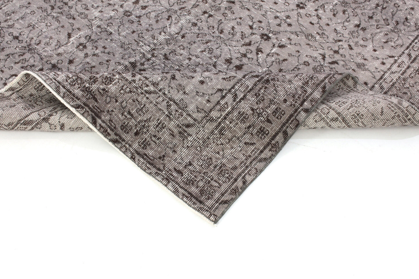 Gray Vintage Rug 5x8, Turkish Rug 5x8, Overdye Gray Vintage Carpet Rug, Handmade Contemporary Living Room Area Rug,3142