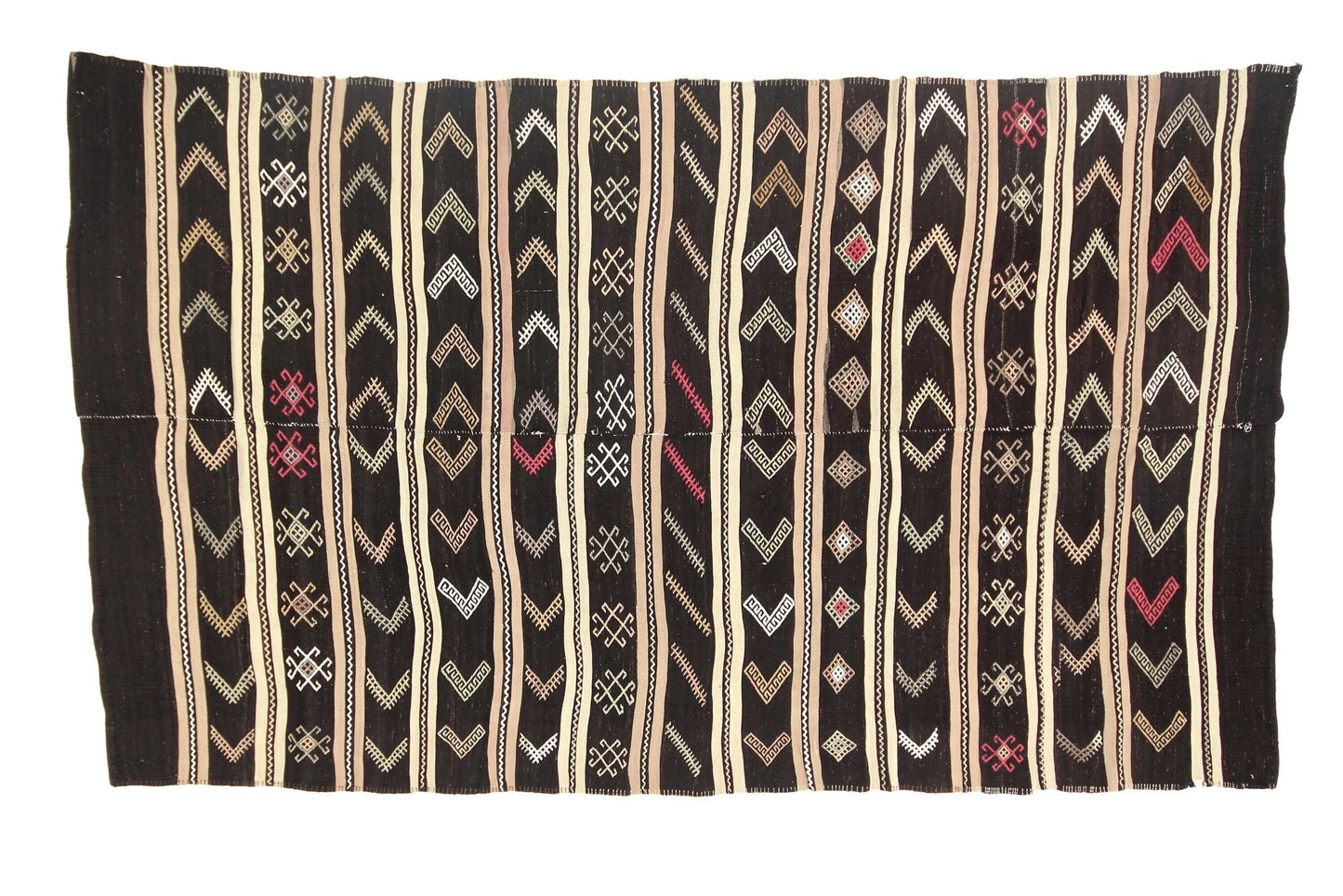 Turkish Kilim Rug, Rug Kilim, Handmade Flat Weave Kilim Rug, Vintage Striped Kilim Rug, Bedroom Rug, Area Floor Kilim Rug, Wool Rug, 5993