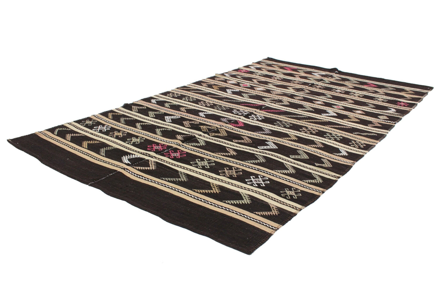 Turkish Kilim Rug, Rug Kilim, Handmade Flat Weave Kilim Rug, Vintage Striped Kilim Rug, Bedroom Rug, Area Floor Kilim Rug, Wool Rug, 5993