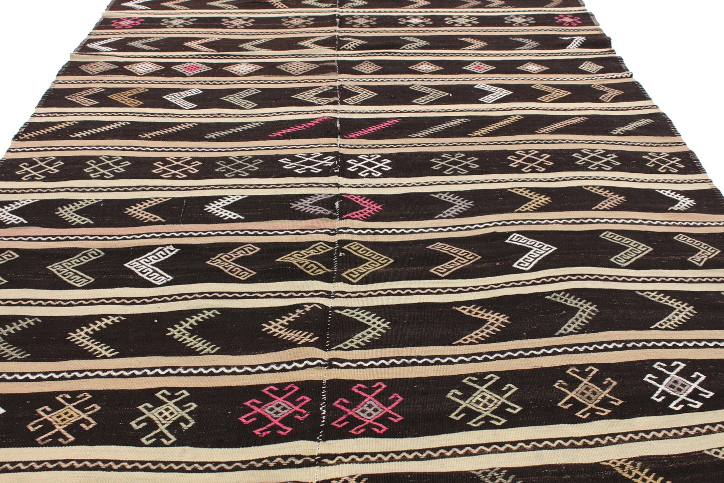 Turkish Kilim Rug, Rug Kilim, Handmade Flat Weave Kilim Rug, Vintage Striped Kilim Rug, Bedroom Rug, Area Floor Kilim Rug, Wool Rug, 5993