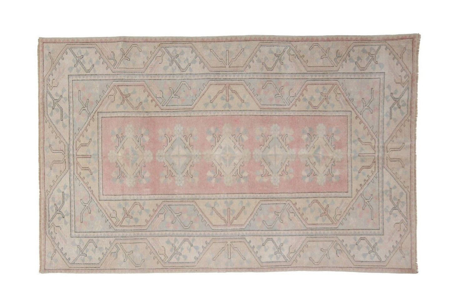 5x8 Rug, Faded Geometric Rug, Neutral Turkish rug, Oushak rug, Vintage rug, Area rug, Unique rug, One of a kind rug, Living room Rug, 7482