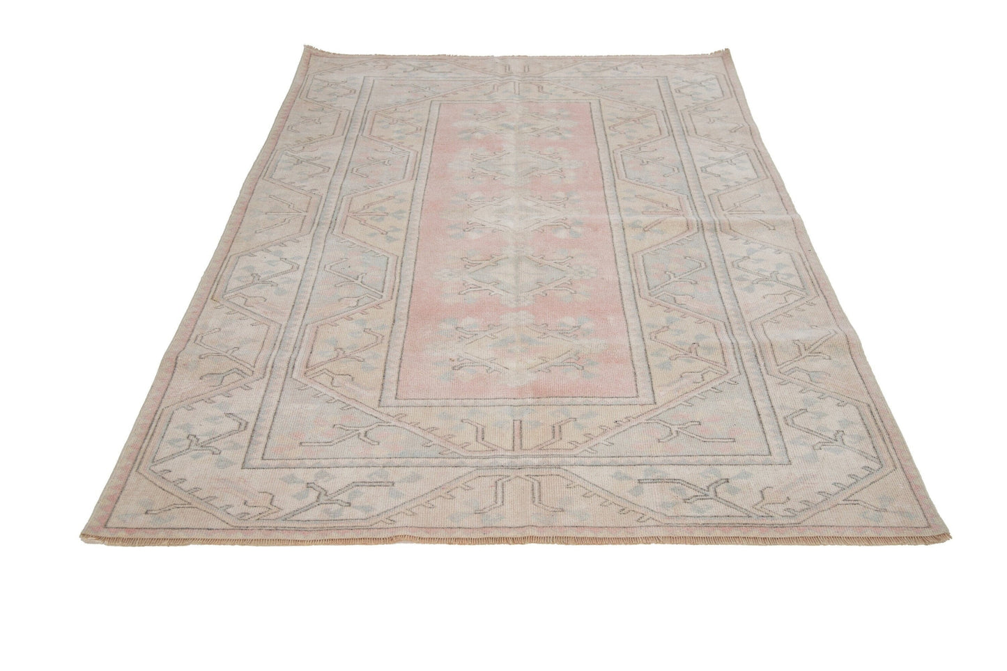 5x8 Rug, Faded Geometric Rug, Neutral Turkish rug, Oushak rug, Vintage rug, Area rug, Unique rug, One of a kind rug, Living room Rug, 7482