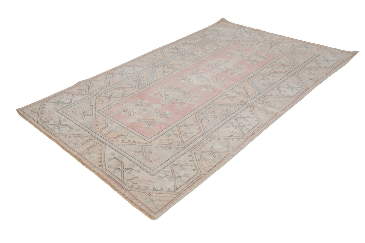 5x8 Rug, Faded Geometric Rug, Neutral Turkish rug, Oushak rug, Vintage rug, Area rug, Unique rug, One of a kind rug, Living room Rug, 7482