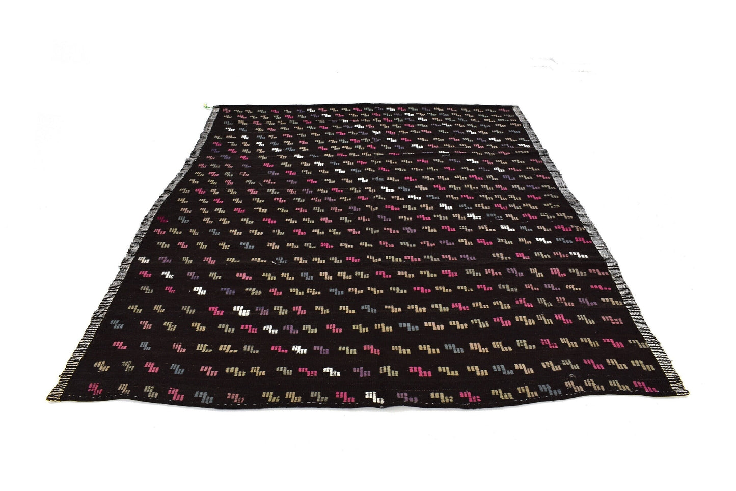 Handmade Kilim Rug, Vintage Antique Kilim Rug, Turkish Black Kilim Rug, Kilim Rug 6x9, Goat Hair Rug, Living Room Rug, Area Kilim Rug, 3149