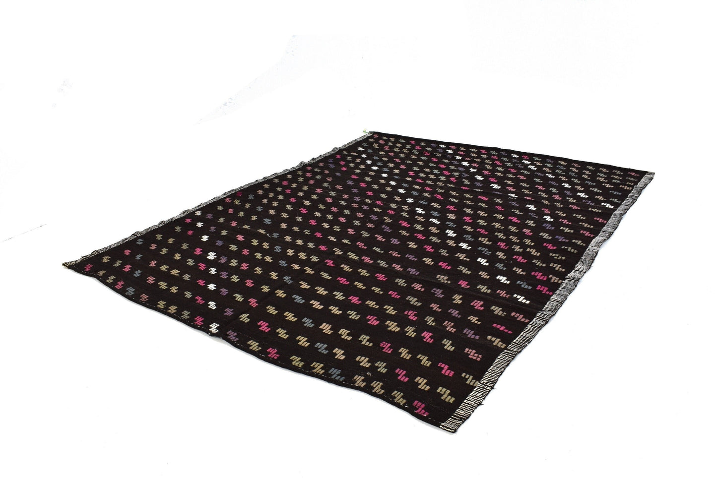Handmade Kilim Rug, Vintage Antique Kilim Rug, Turkish Black Kilim Rug, Kilim Rug 6x9, Goat Hair Rug, Living Room Rug, Area Kilim Rug, 3149
