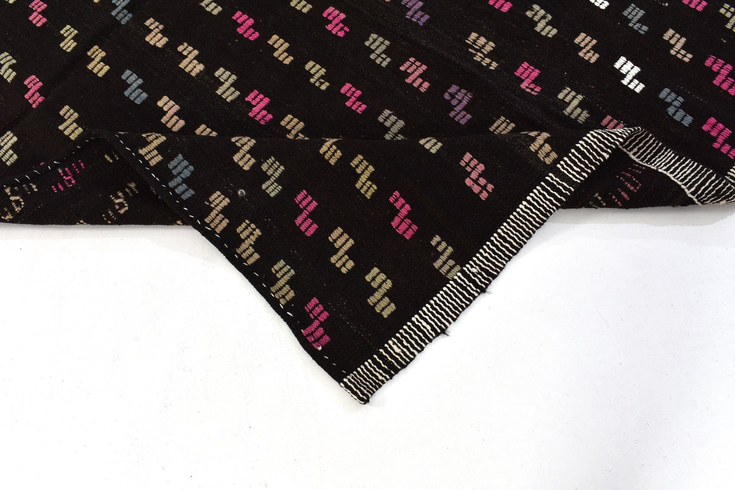 Handmade Kilim Rug, Vintage Antique Kilim Rug, Turkish Black Kilim Rug, Kilim Rug 6x9, Goat Hair Rug, Living Room Rug, Area Kilim Rug, 3149