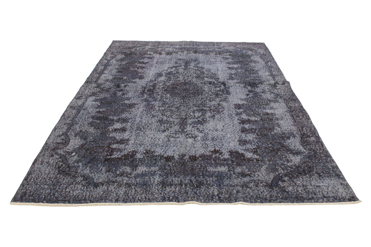 Overdye Blue Turkish Rug, Vintage Rug Distressed, Oushak Carpet Rug, Area Rug Floral 5x8, Contemporary ,Living Room, Handmade ,Rug,1202