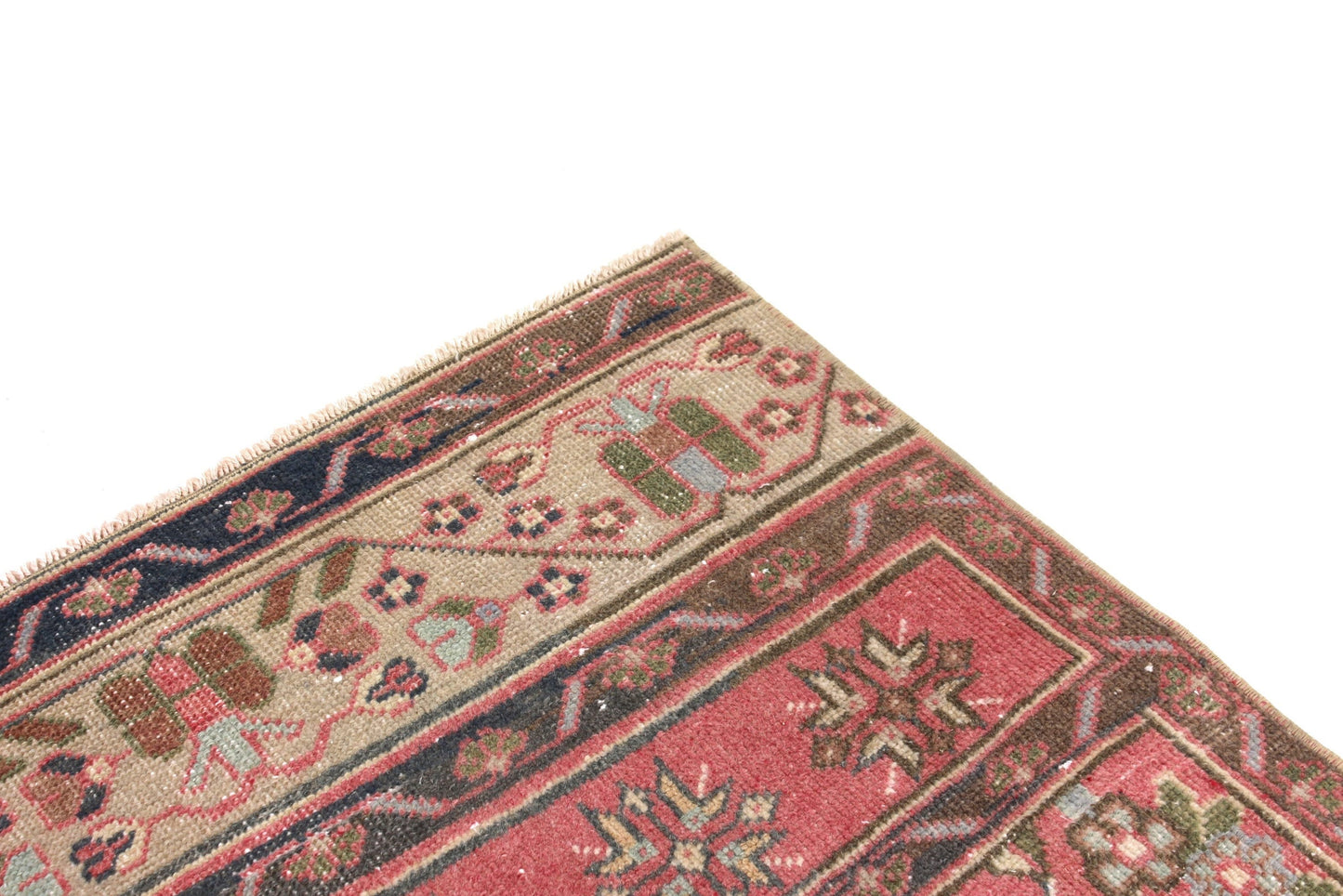 Vintage Turkish Oushak Runner Rug,Hand knotted rug, Hallway Runner, Pink Runner Rug, 3x11 Runner Rug, Carpet runner, Kitchen rug, 6504