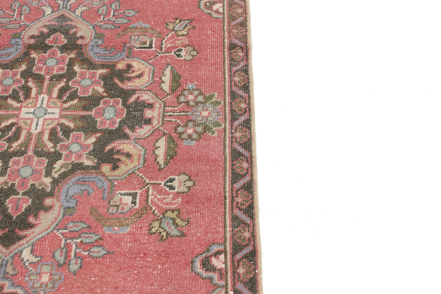 Vintage Turkish Oushak Runner Rug,Hand knotted rug, Hallway Runner, Pink Runner Rug, 3x11 Runner Rug, Carpet runner, Kitchen rug, 6504
