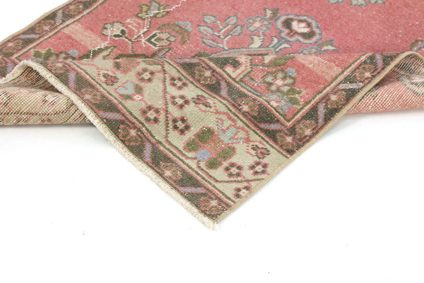 Vintage Turkish Oushak Runner Rug,Hand knotted rug, Hallway Runner, Pink Runner Rug, 3x11 Runner Rug, Carpet runner, Kitchen rug, 6504
