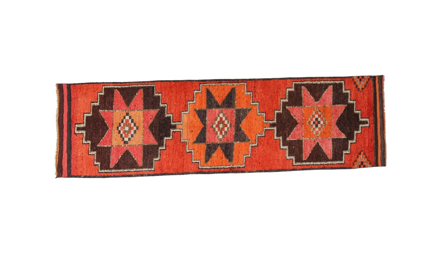 Runner rug, Floor Vintage runner, Oushak runner, Turkish Carpet Runner rug, Red Brown Runner rug 3x10, Hallway rug, Kitchen rug, 7217