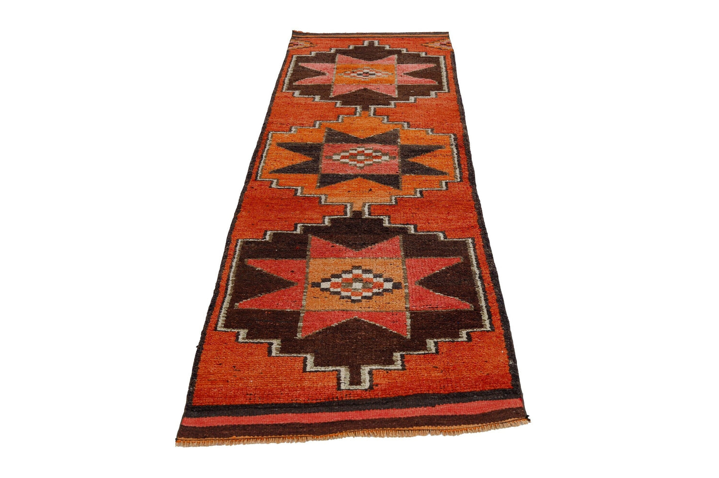 Runner rug, Floor Vintage runner, Oushak runner, Turkish Carpet Runner rug, Red Brown Runner rug 3x10, Hallway rug, Kitchen rug, 7217