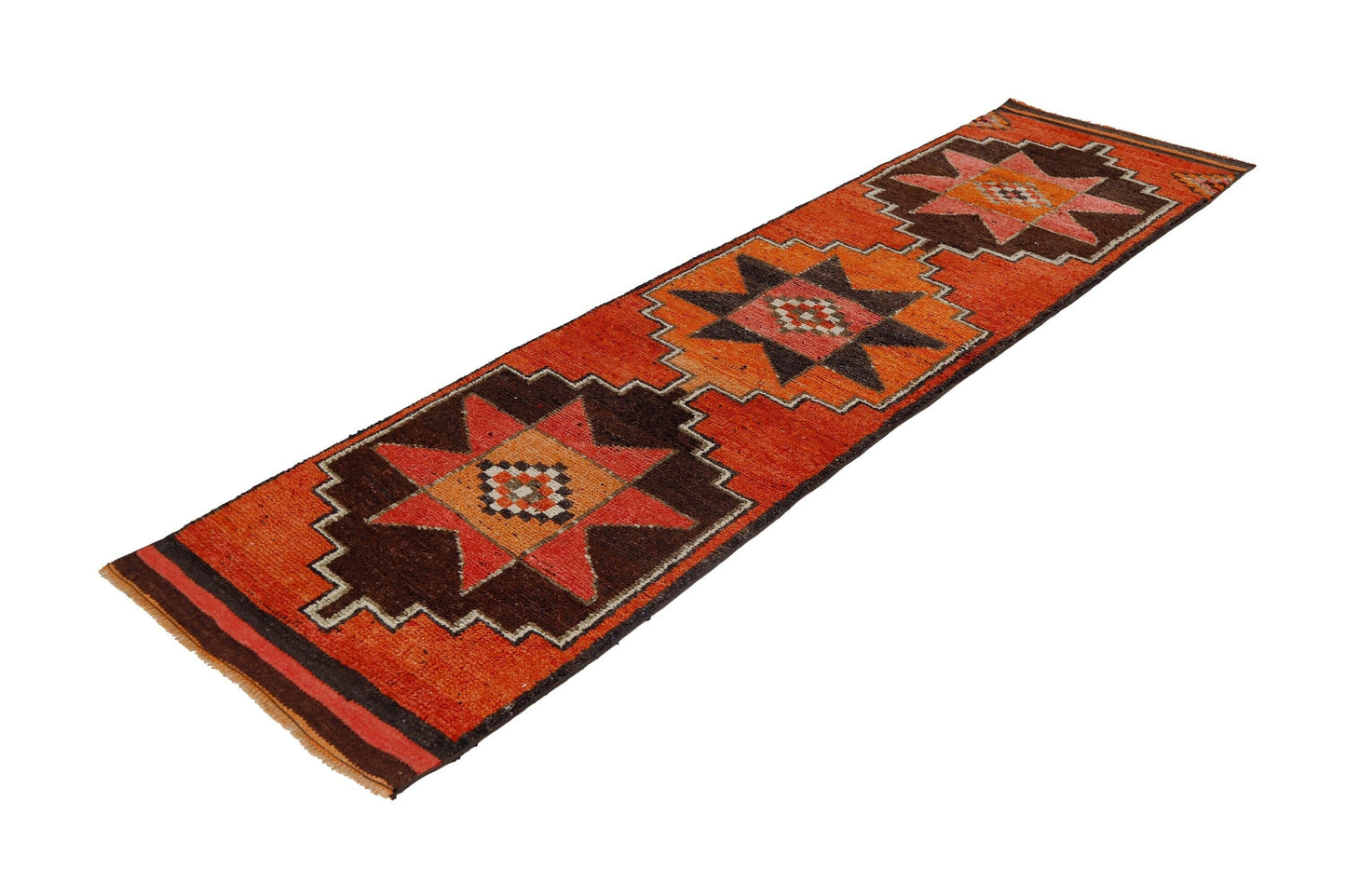 Runner rug, Floor Vintage runner, Oushak runner, Turkish Carpet Runner rug, Red Brown Runner rug 3x10, Hallway rug, Kitchen rug, 7217