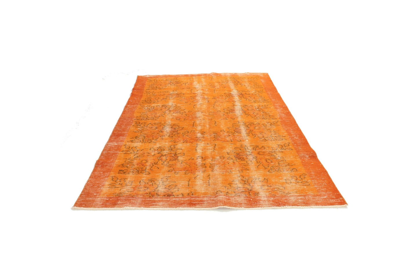 Orange Carpet Rug, Overdye Turkish Rug, Vintage Rug, Rug 5x7 Area, Boho Decor, Bedroom rug ,Eclectic decor ,Living Room Rug ,3699