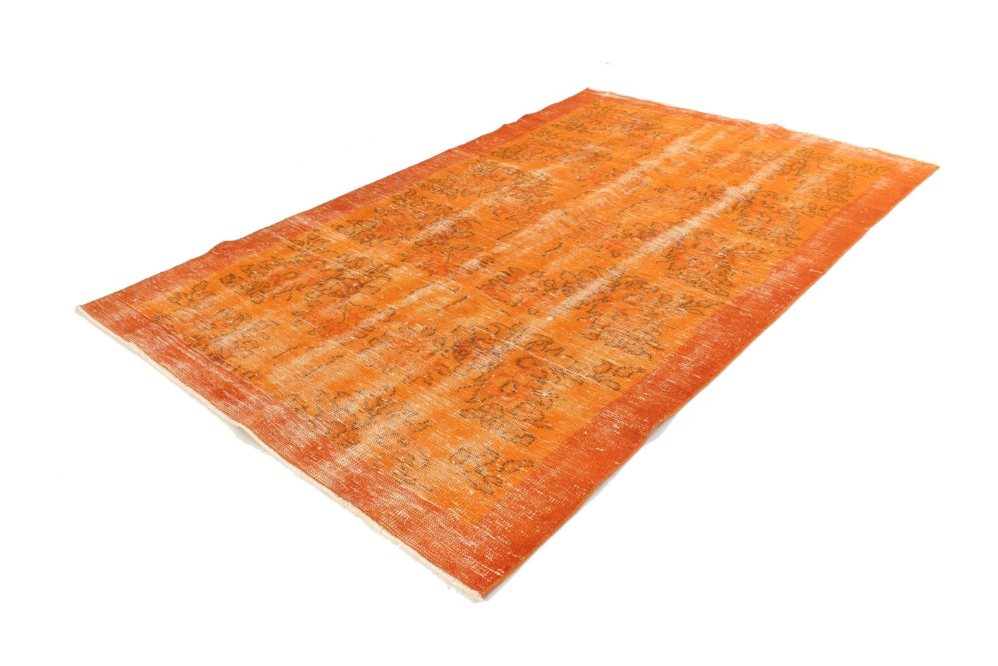 Orange Carpet Rug, Overdye Turkish Rug, Vintage Rug, Rug 5x7 Area, Boho Decor, Bedroom rug ,Eclectic decor ,Living Room Rug ,3699