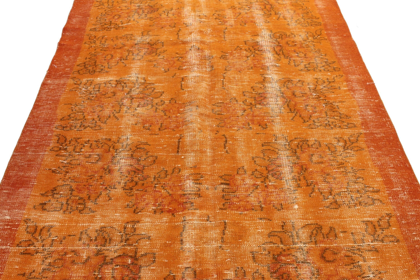 Orange Carpet Rug, Overdye Turkish Rug, Vintage Rug, Rug 5x7 Area, Boho Decor, Bedroom rug ,Eclectic decor ,Living Room Rug ,3699