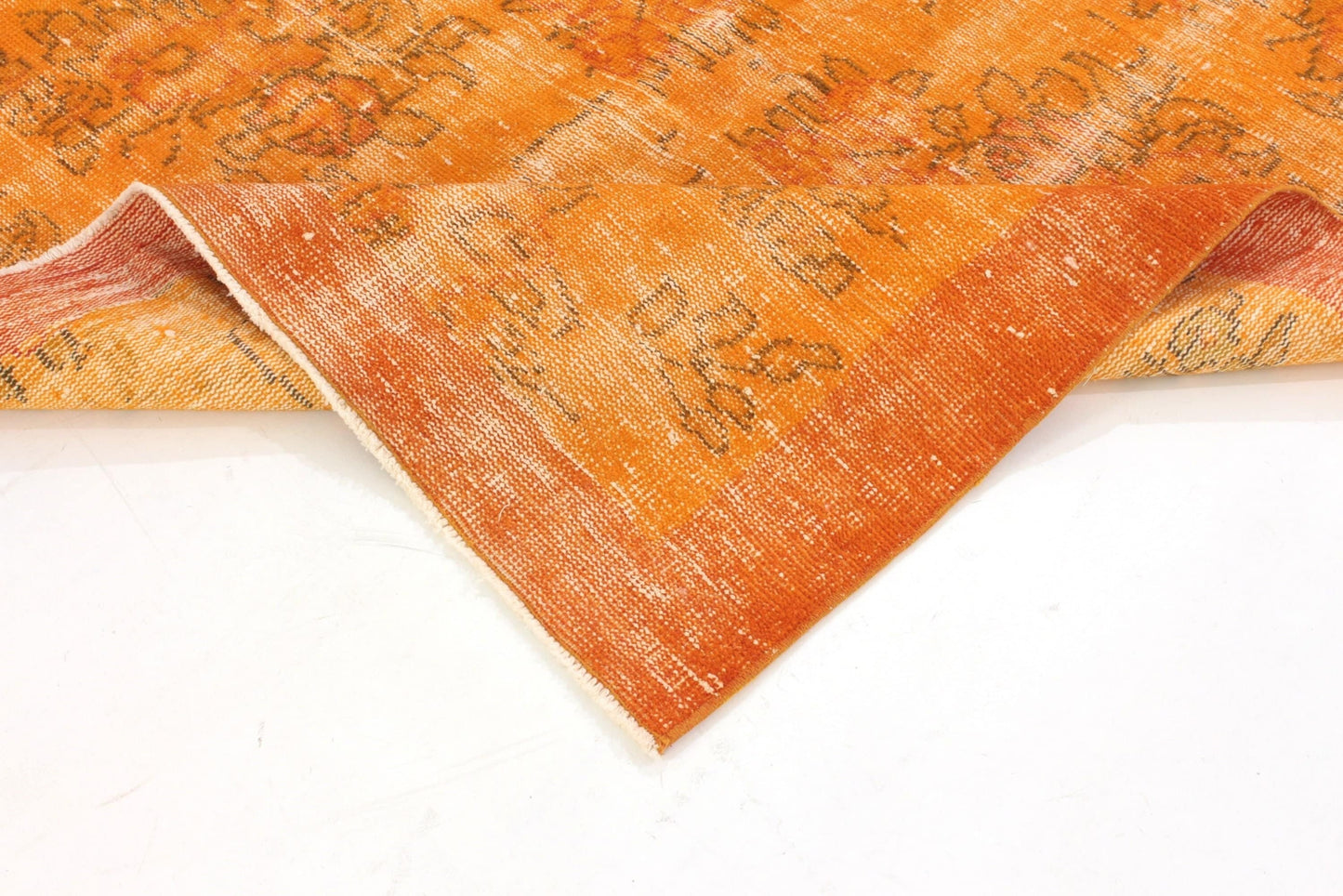Orange Carpet Rug, Overdye Turkish Rug, Vintage Rug, Rug 5x7 Area, Boho Decor, Bedroom rug ,Eclectic decor ,Living Room Rug ,3699