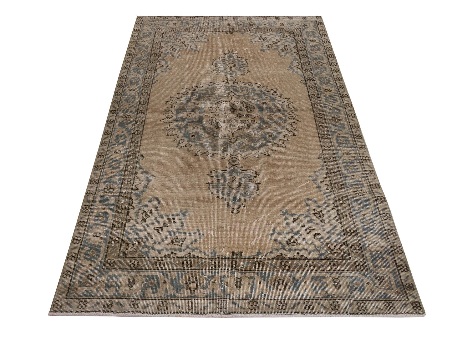 Turkish Oushak Rug, Vintage Area Rug, Anatolian Wool Rug, Handmade Carpet Rug, Traditional Antique Rug, Unique Rustic Rug, 8681