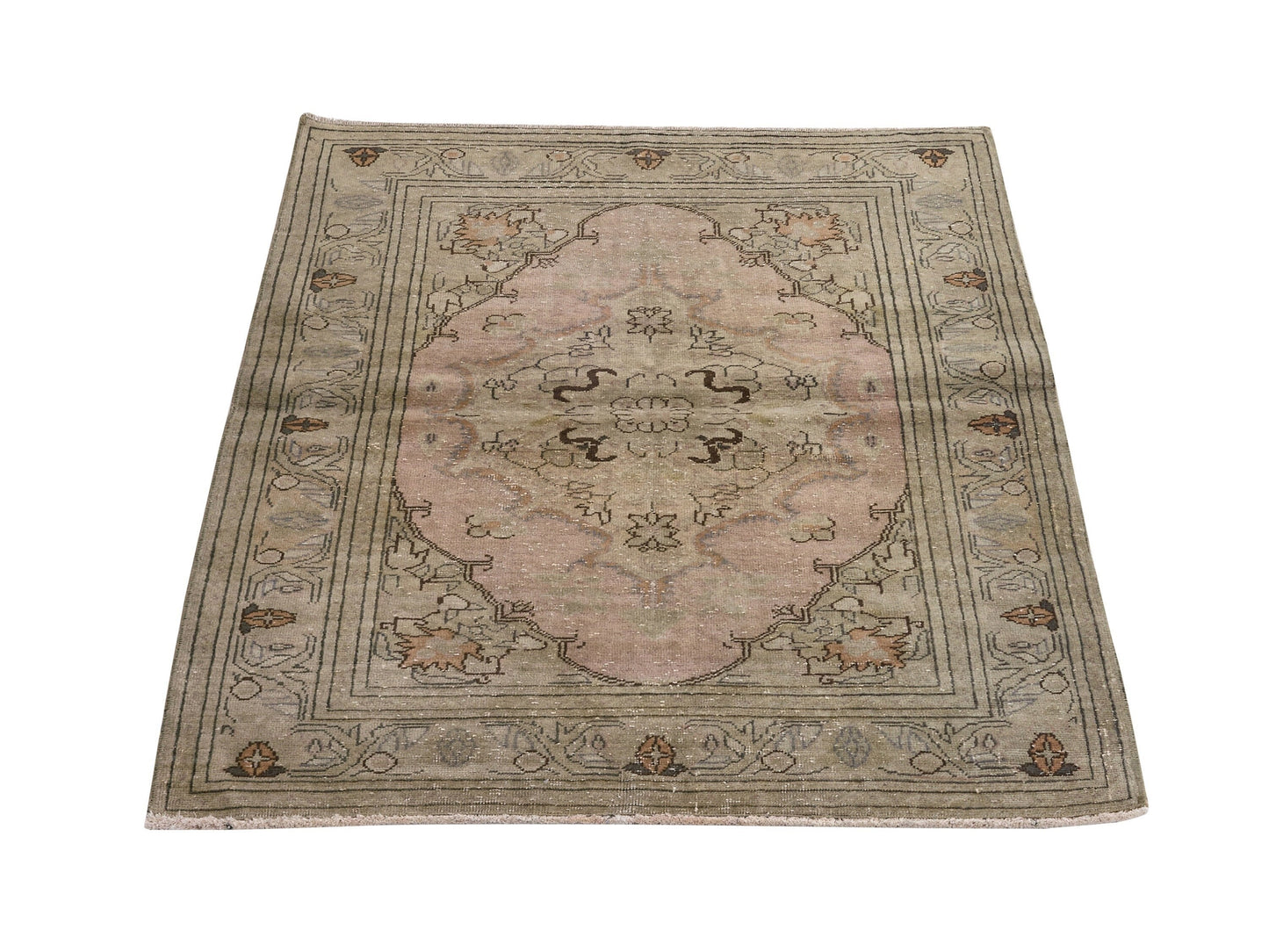 3x4 Small Oushak Rug, Vintage Turkish rug, Bohemian Small Rug, Anatolian rug, Handmade Rug, One of a kind carpet Rug, 8665