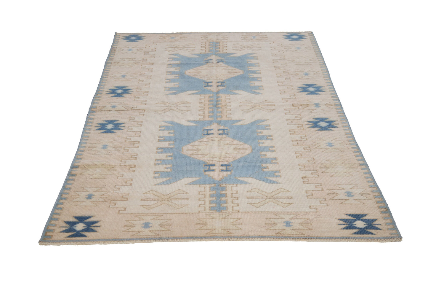 4x7 Turkish Oushak Rug, HANDMADE VİNTAGE Rug, AREA Rug Turkey, Home decor ,Coastal rug, Fine rug, Unique rug, Faded rug, Anatolia,7299