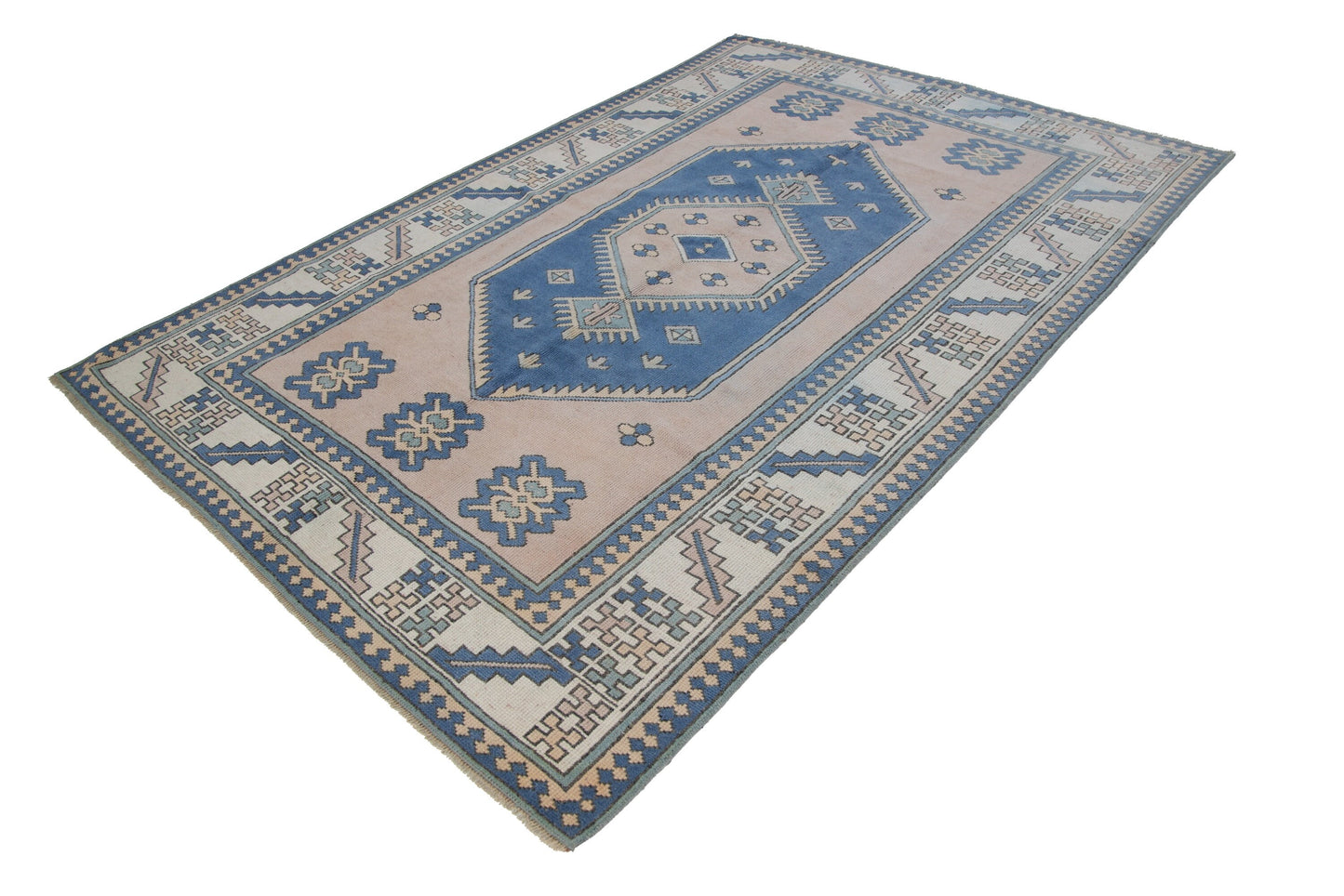 Navy blue Pink 6x9 TURKİSH RUG, Oushak rug, Vintage rug, Neutral rug, Anatolia rug, Living room rug, Unique rug, AreaRug 6x9, 7309