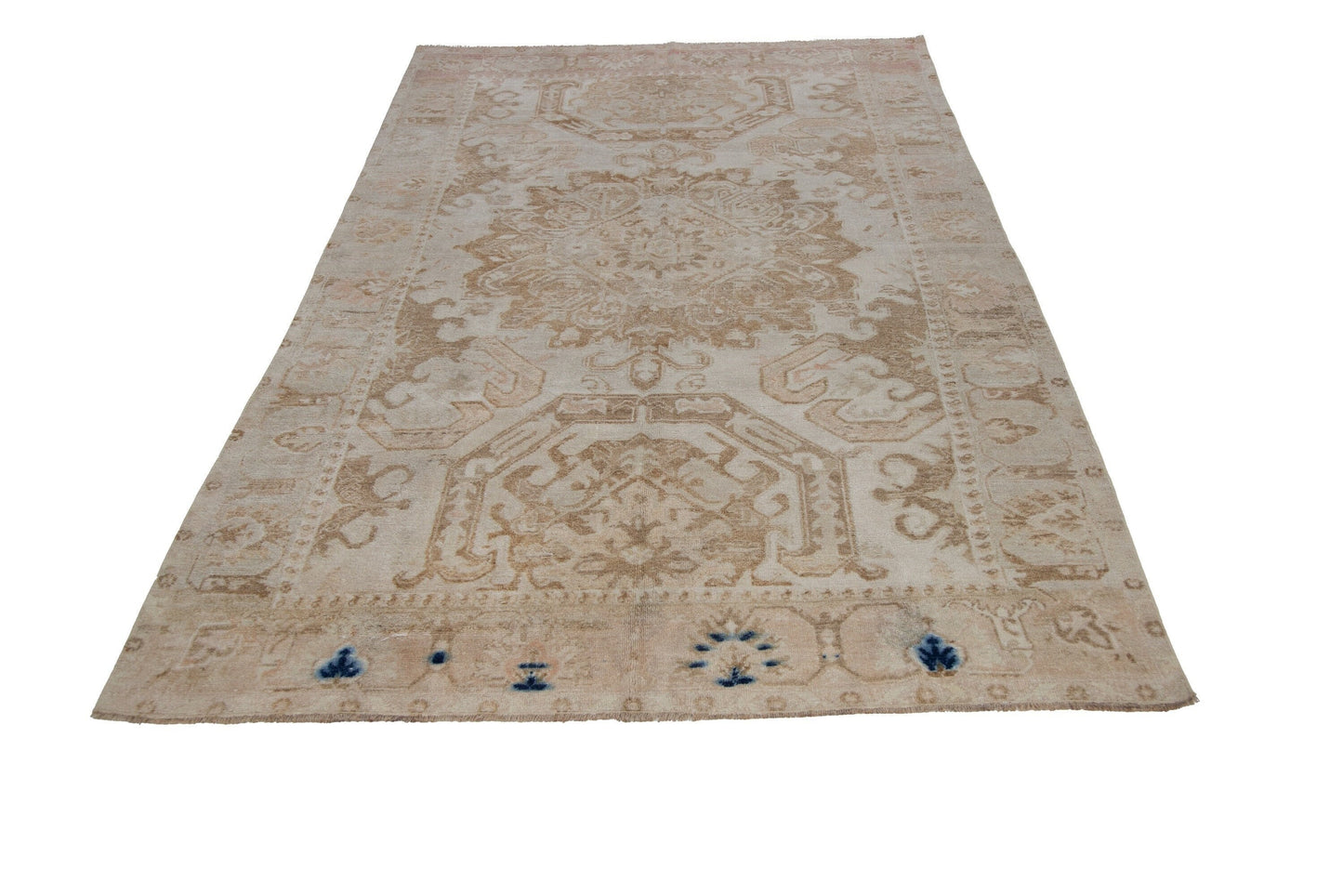 Pastel Kars Vintage Rug,Faded Turkish rug,Anatolian Mid-century Oushak Rug,Carpet rug,5'4x8'9 ft, 6x9 Area Pale Rug,Soft rug,Unique rug,7501