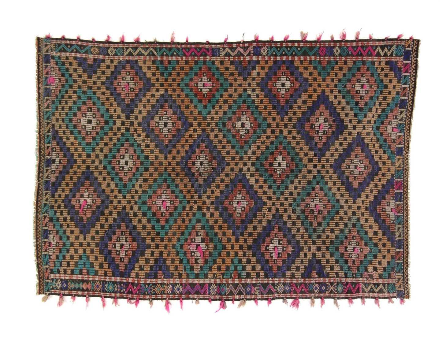 Kilim Rug, Boho Rug, Turkish Kilim Rug, Area Faded Kilim Rug, Vintage Kilim Rug, Area Kilim Rug, Anatolia Rug, Living Room Rug, 3209