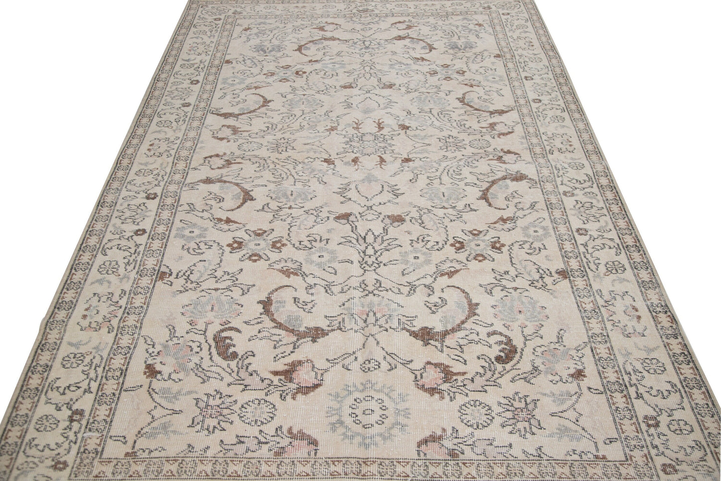 Rug 6x9,Area Turkish rug 6x9, Neutral Oushak rug,Vintage rug,Beige rug 6x9,One of a kind rug,Contemporary,Living room rug,7391
