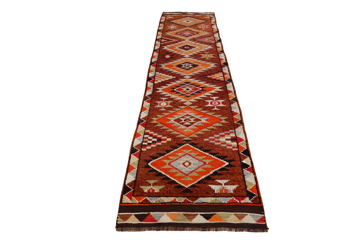 Long Aztec Runner rug, 3x13 Runner rug, Turkish Oushak Vintage Runner, Boho decor ,Hallway runner ,One of a kind ,Shabby Chic ,7189