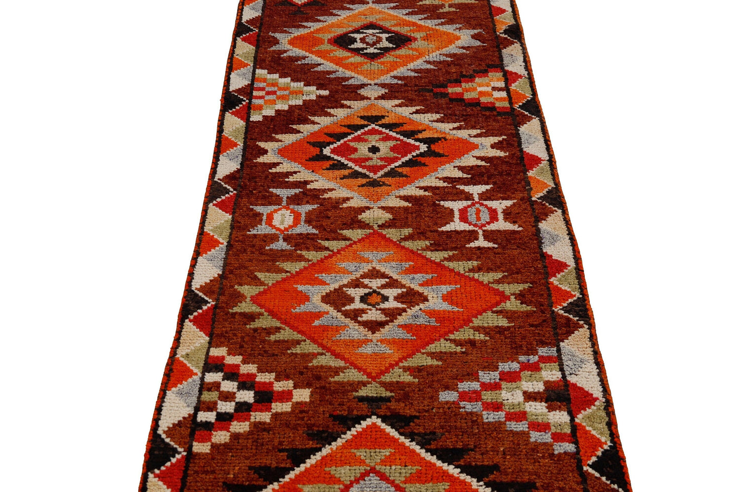 Long Aztec Runner rug, 3x13 Runner rug, Turkish Oushak Vintage Runner, Boho decor ,Hallway runner ,One of a kind ,Shabby Chic ,7189