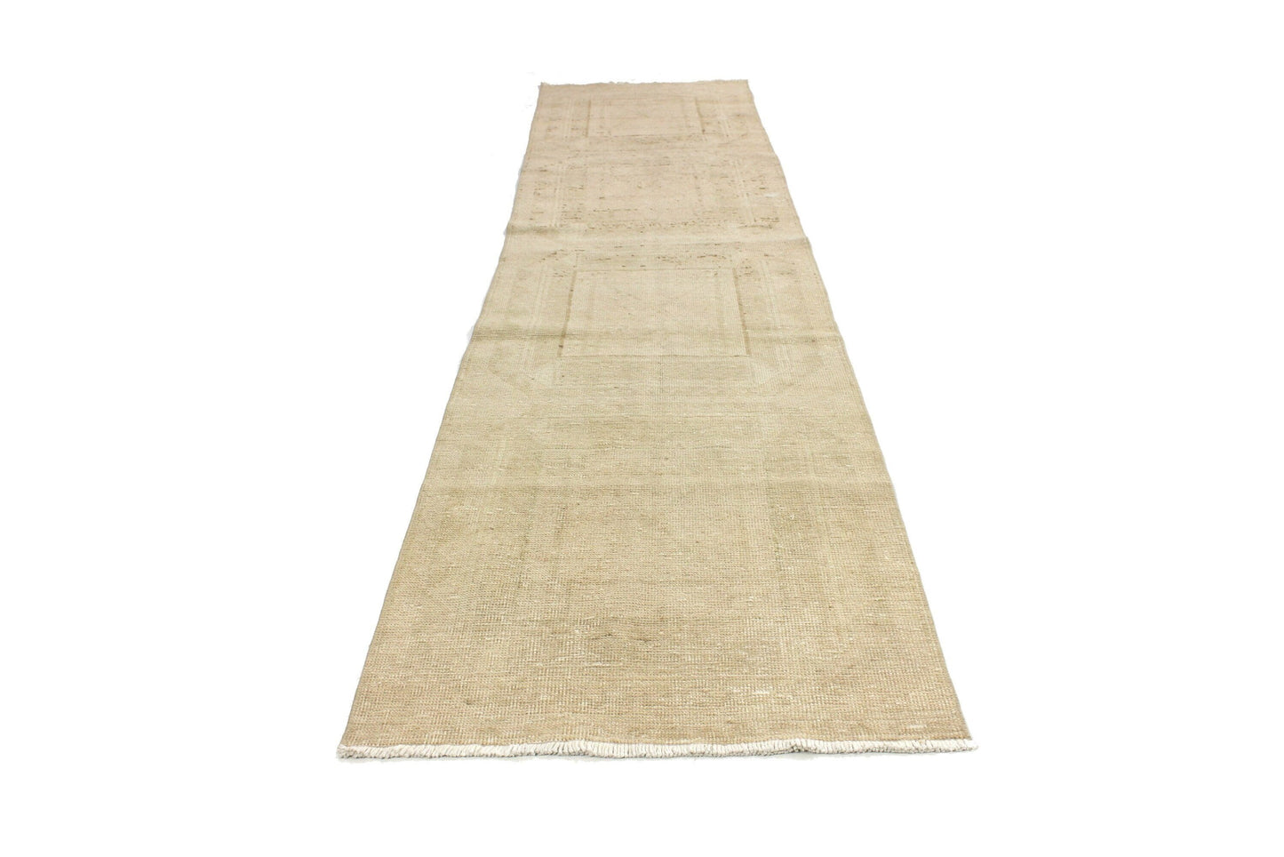 Plain Beige Carpet Runner Rug, Oushak Vintage Turkish Runner 3x11,Turkish Rug Runner,Farmhouse Decor,Hallway,5863