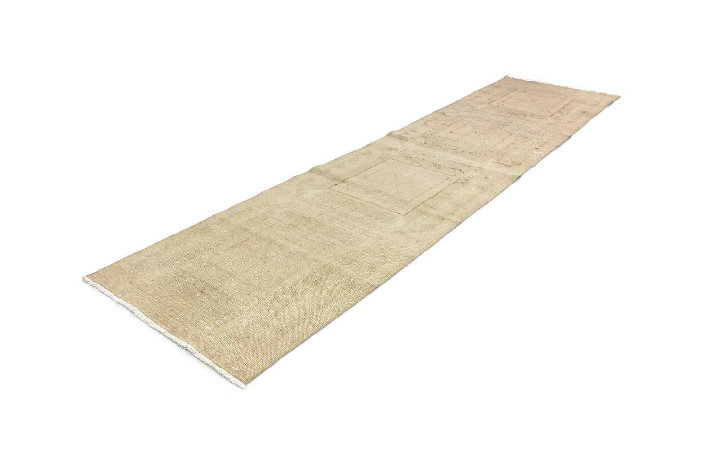 Plain Beige Carpet Runner Rug, Oushak Vintage Turkish Runner 3x11,Turkish Rug Runner,Farmhouse Decor,Hallway,5863