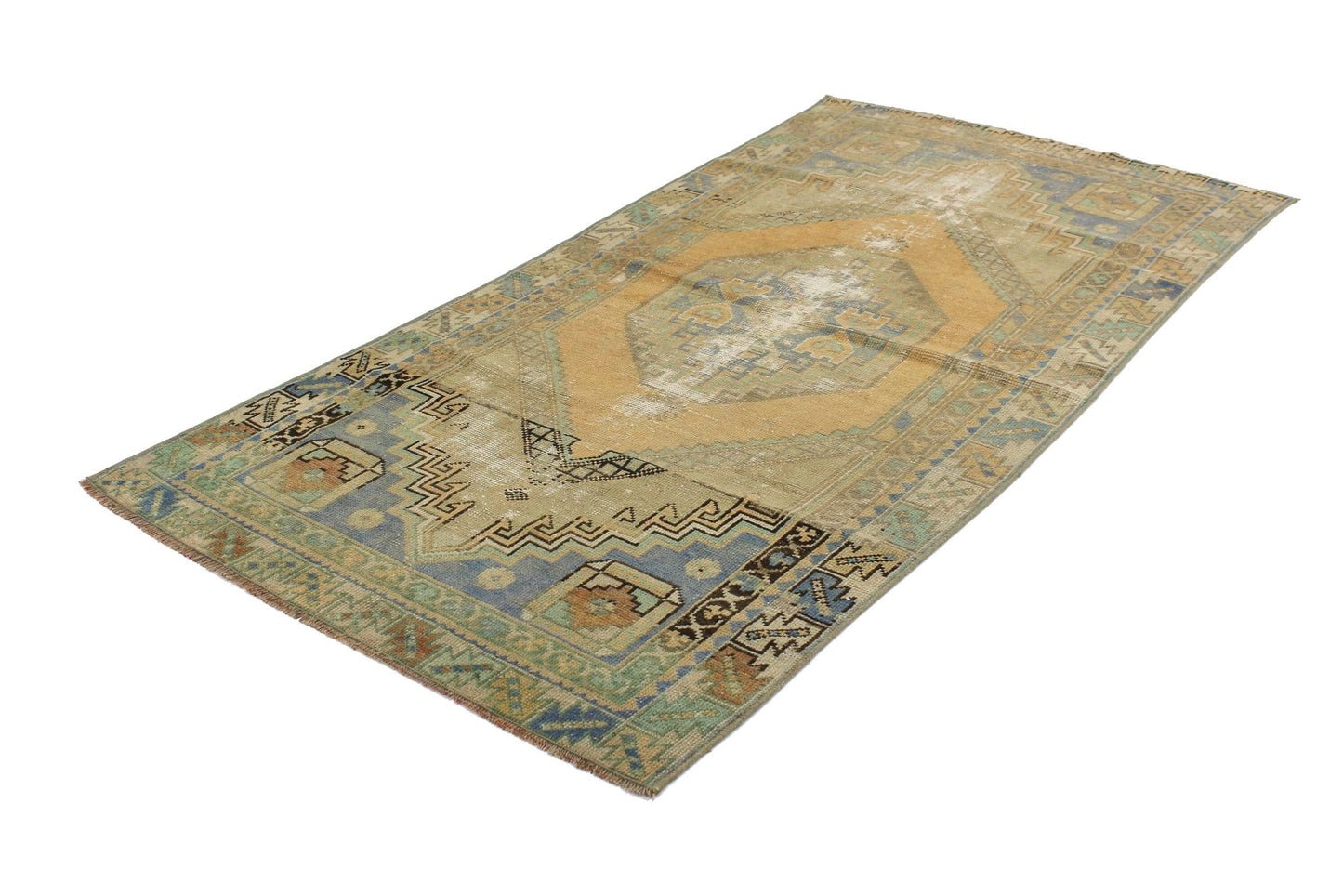 3x6 Turkish Rug Antique, Distressed Vintage Oushak Rug ,Unique Area Handmade Rug, Rustic Decor, Primitive Rug, Turkish Rug Pale ,5604