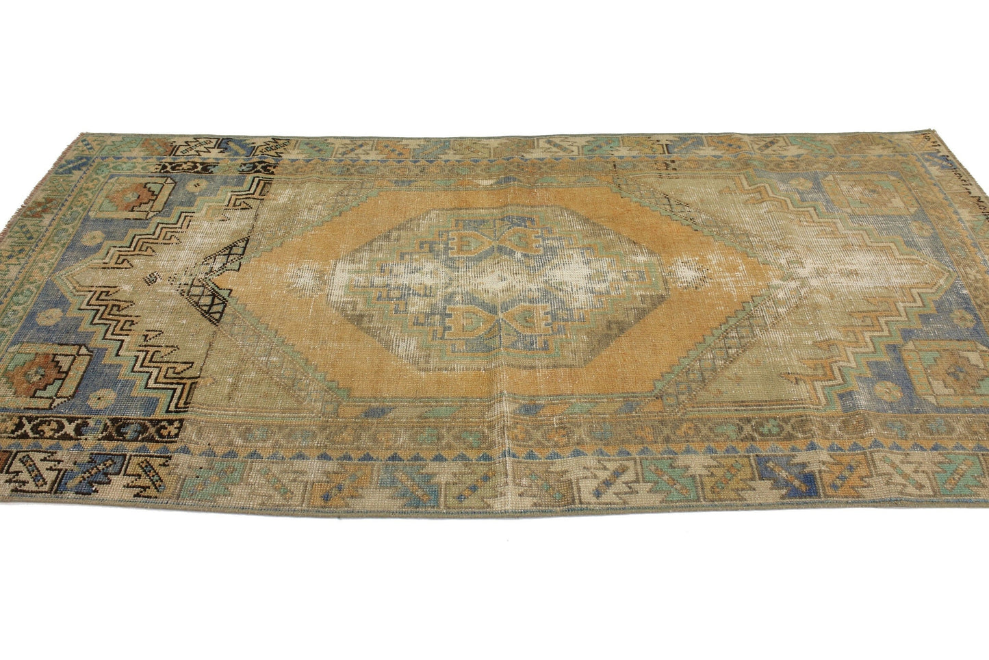 3x6 Turkish Rug Antique, Distressed Vintage Oushak Rug ,Unique Area Handmade Rug, Rustic Decor, Primitive Rug, Turkish Rug Pale ,5604