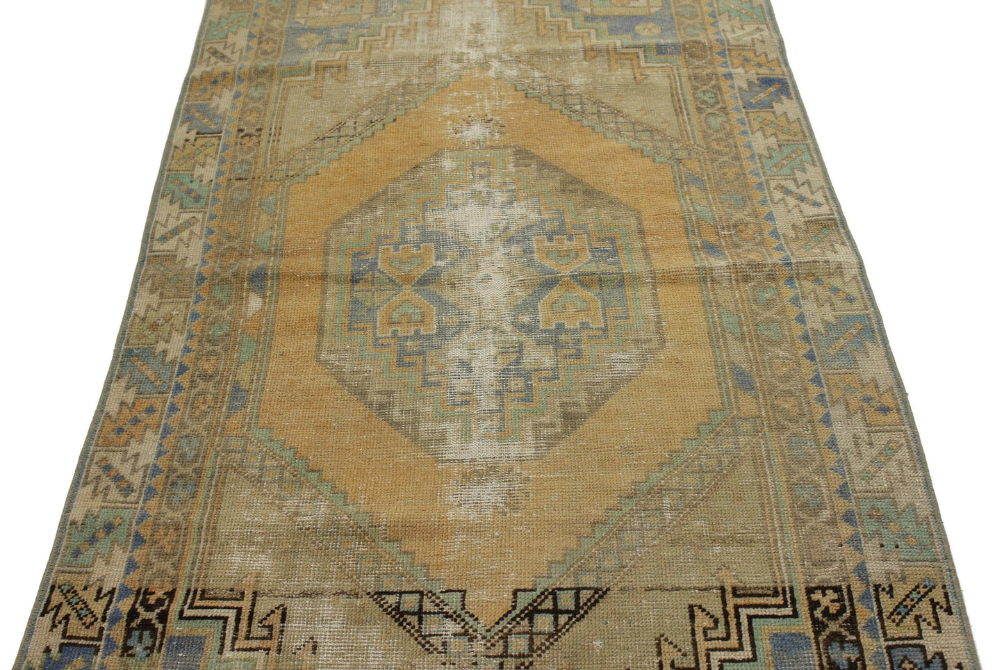 3x6 Turkish Rug Antique, Distressed Vintage Oushak Rug ,Unique Area Handmade Rug, Rustic Decor, Primitive Rug, Turkish Rug Pale ,5604