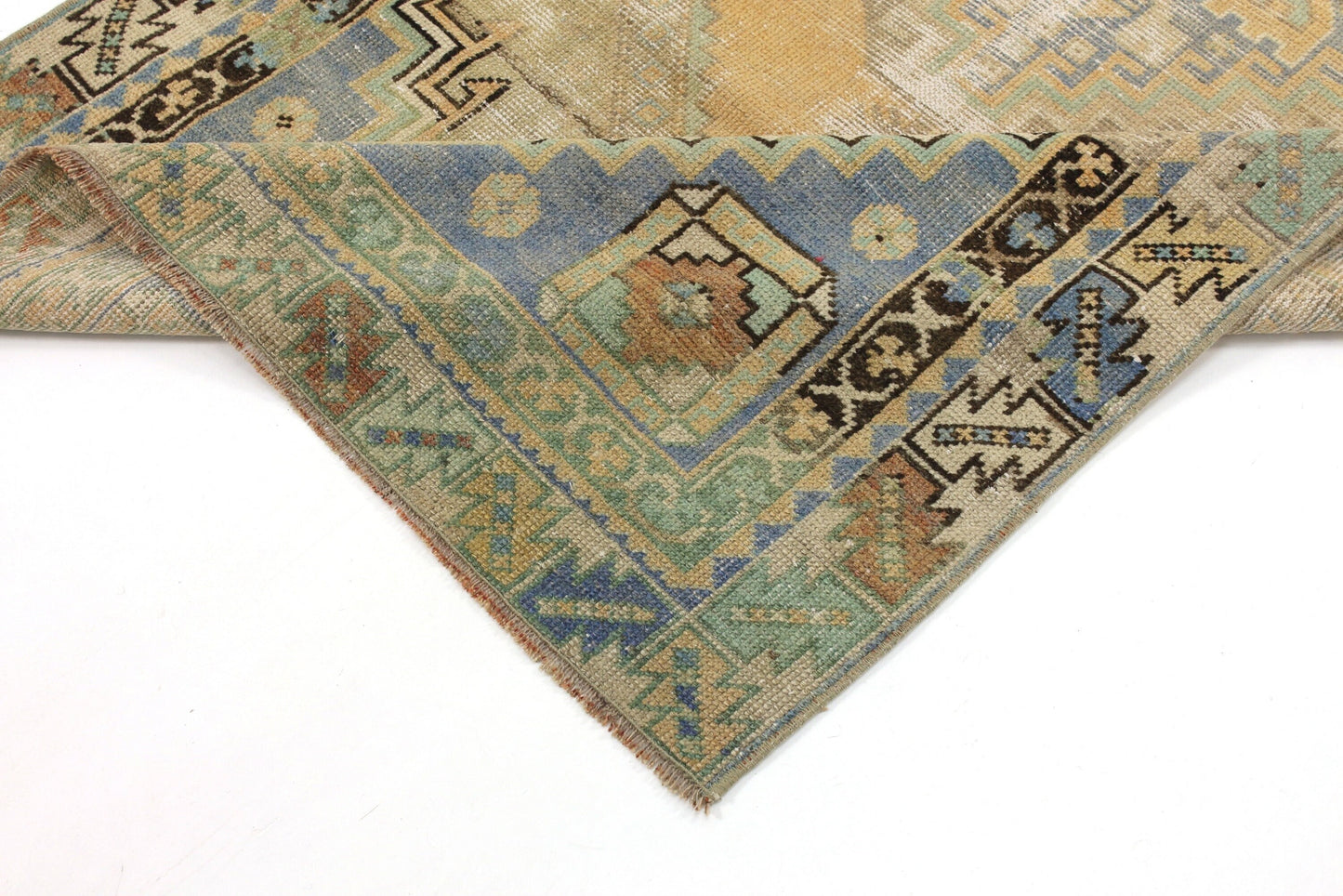 3x6 Turkish Rug Antique, Distressed Vintage Oushak Rug ,Unique Area Handmade Rug, Rustic Decor, Primitive Rug, Turkish Rug Pale ,5604