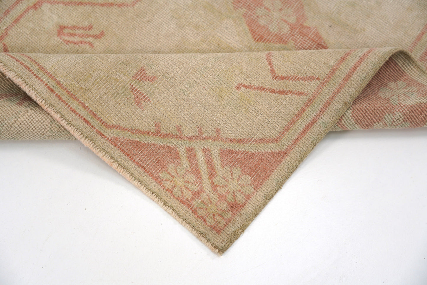 Small Oushak Rug, Vintage Rug Beige, Turkish Rug Wool ,Mini Rug, Bath mat, Handmade Rug, Contemporary, 4114