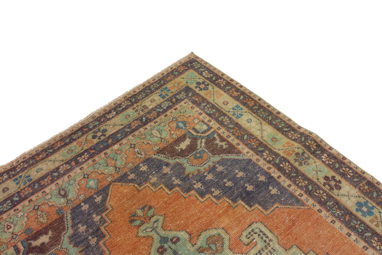 4x8 Faded Orange Blue Oushak Rug, Unique Area Hand Knotted İndoor Turkish Rug, Vintage Carpet Rug, Home Decor, Living Room Rug,5596