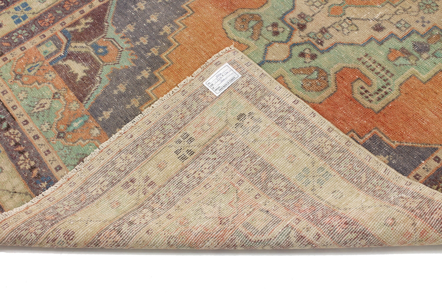 4x8 Faded Orange Blue Oushak Rug, Unique Area Hand Knotted İndoor Turkish Rug, Vintage Carpet Rug, Home Decor, Living Room Rug,5596