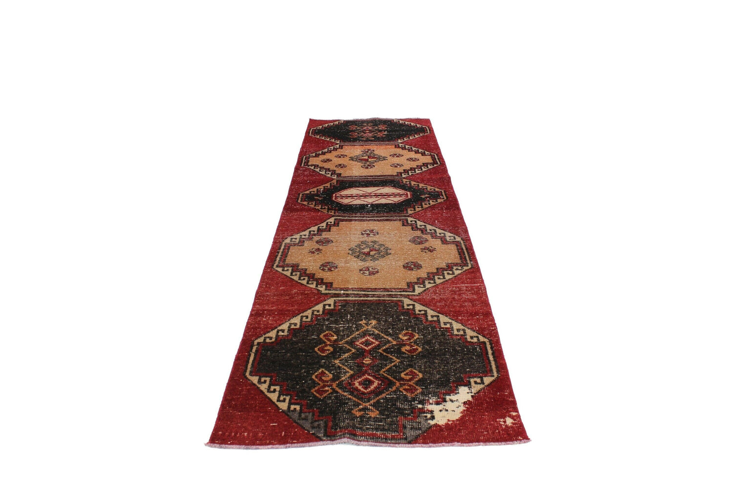 Rug Runner Red, 3x13 ,Turkish Runner Rug ,Vintage Runner Oushak, Turkish Carpet Runner, Corridor Rug ,Runner Rug, Kitchen rug, 4791