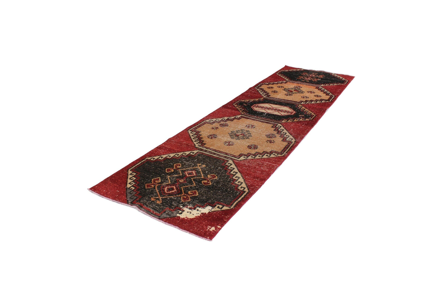 Rug Runner Red, 3x13 ,Turkish Runner Rug ,Vintage Runner Oushak, Turkish Carpet Runner, Corridor Rug ,Runner Rug, Kitchen rug, 4791