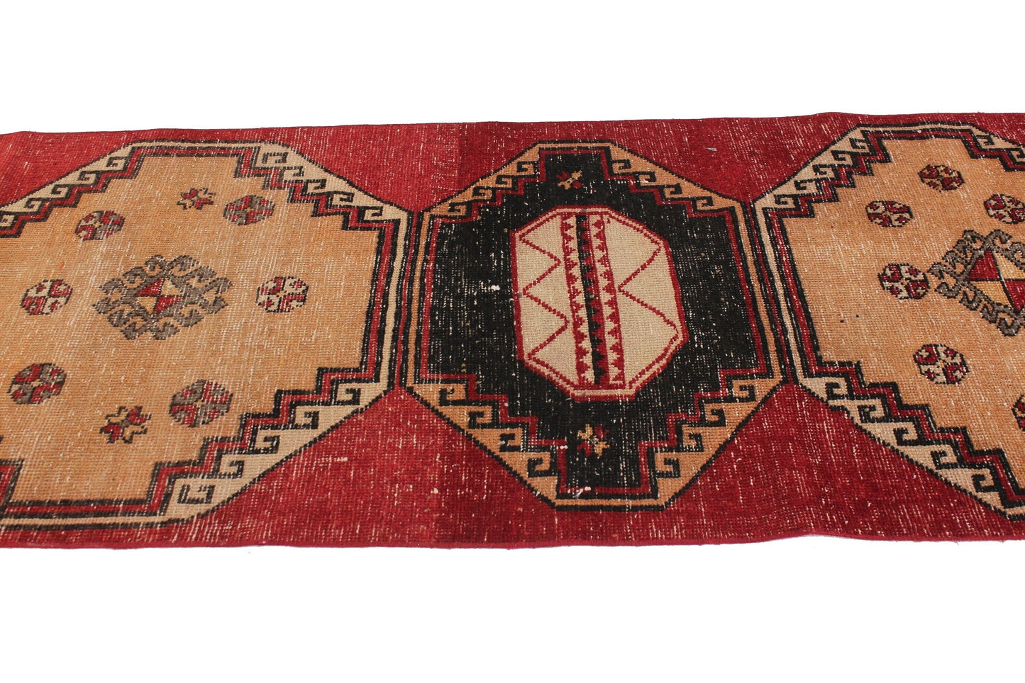 Rug Runner Red, 3x13 ,Turkish Runner Rug ,Vintage Runner Oushak, Turkish Carpet Runner, Corridor Rug ,Runner Rug, Kitchen rug, 4791
