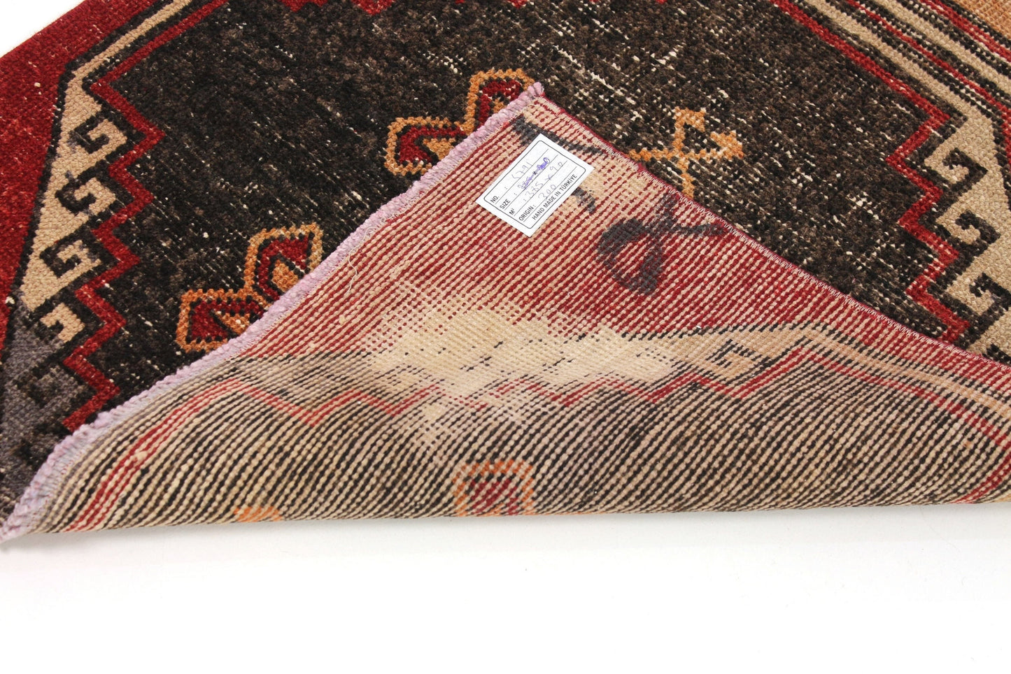Rug Runner Red, 3x13 ,Turkish Runner Rug ,Vintage Runner Oushak, Turkish Carpet Runner, Corridor Rug ,Runner Rug, Kitchen rug, 4791