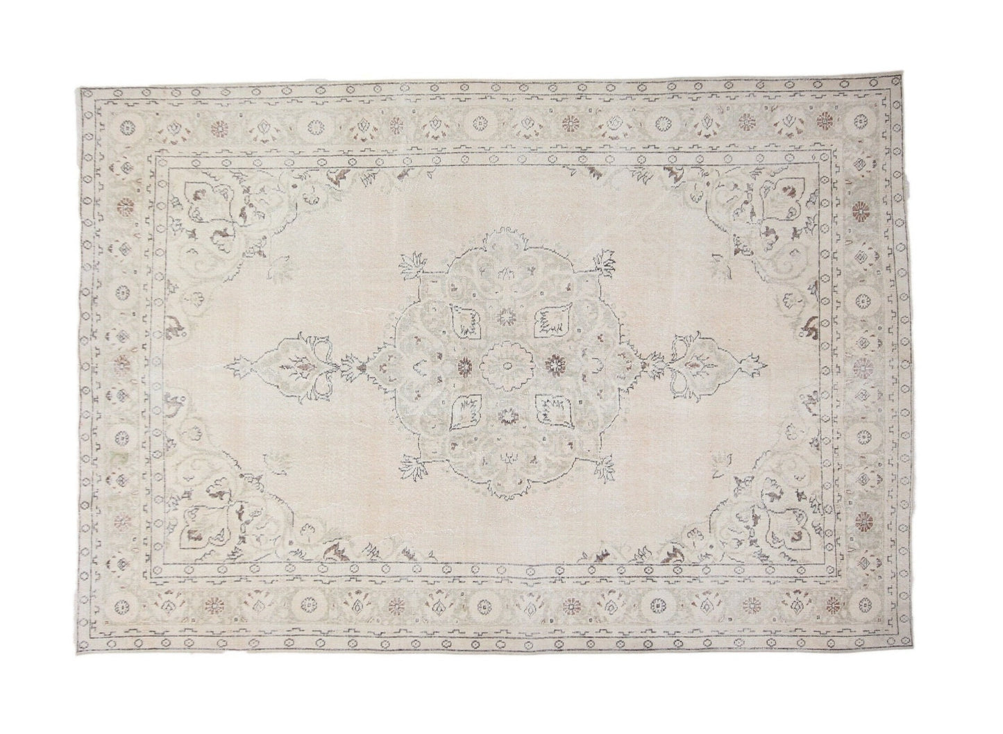 7x10 Beige Rug, 7x10 Turkish Oushak Vintage Rug ,Floral Pastel Area Rug, Farmhouse decor, Living room rug, One-of-a-kind ,8032