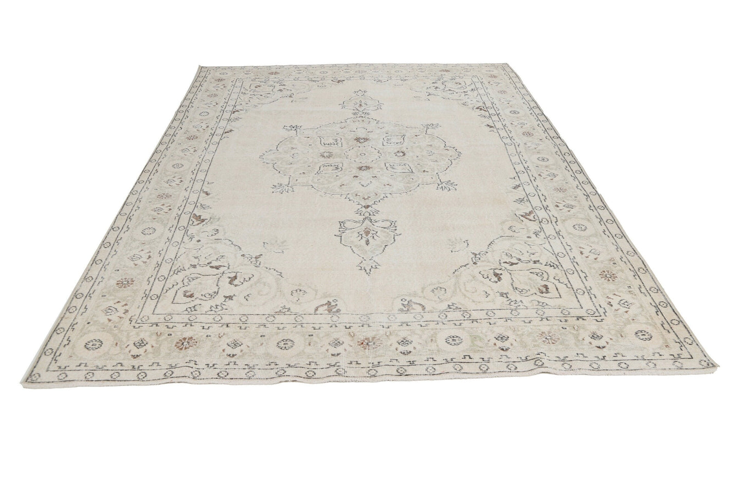 7x10 Beige Rug, 7x10 Turkish Oushak Vintage Rug ,Floral Pastel Area Rug, Farmhouse decor, Living room rug, One-of-a-kind ,8032