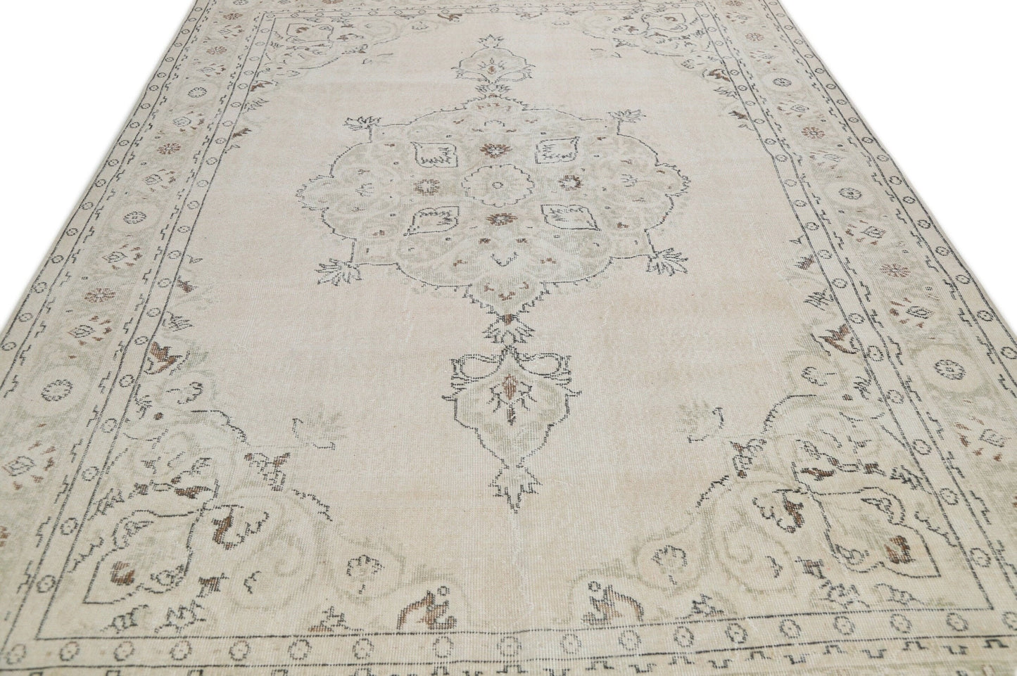 7x10 Beige Rug, 7x10 Turkish Oushak Vintage Rug ,Floral Pastel Area Rug, Farmhouse decor, Living room rug, One-of-a-kind ,8032