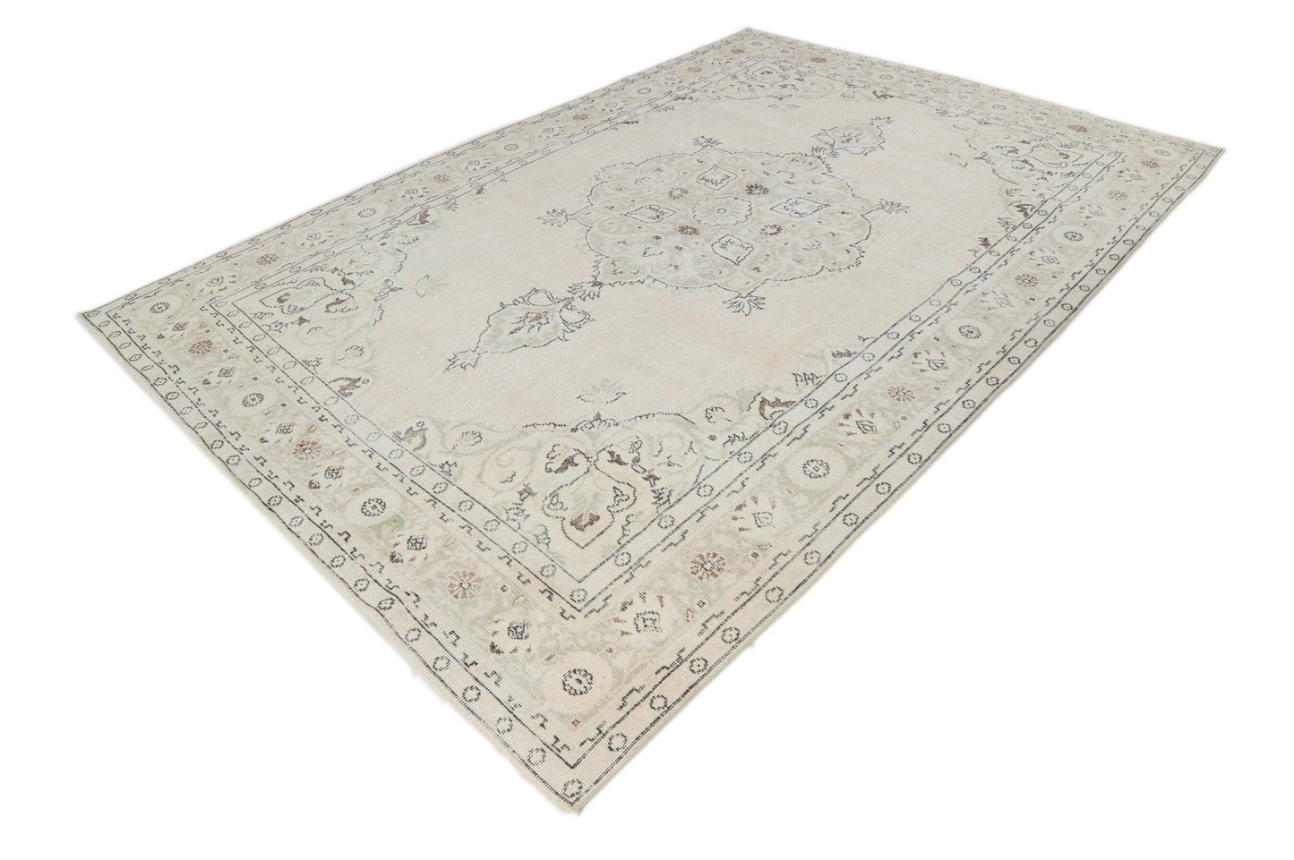 7x10 Beige Rug, 7x10 Turkish Oushak Vintage Rug ,Floral Pastel Area Rug, Farmhouse decor, Living room rug, One-of-a-kind ,8032