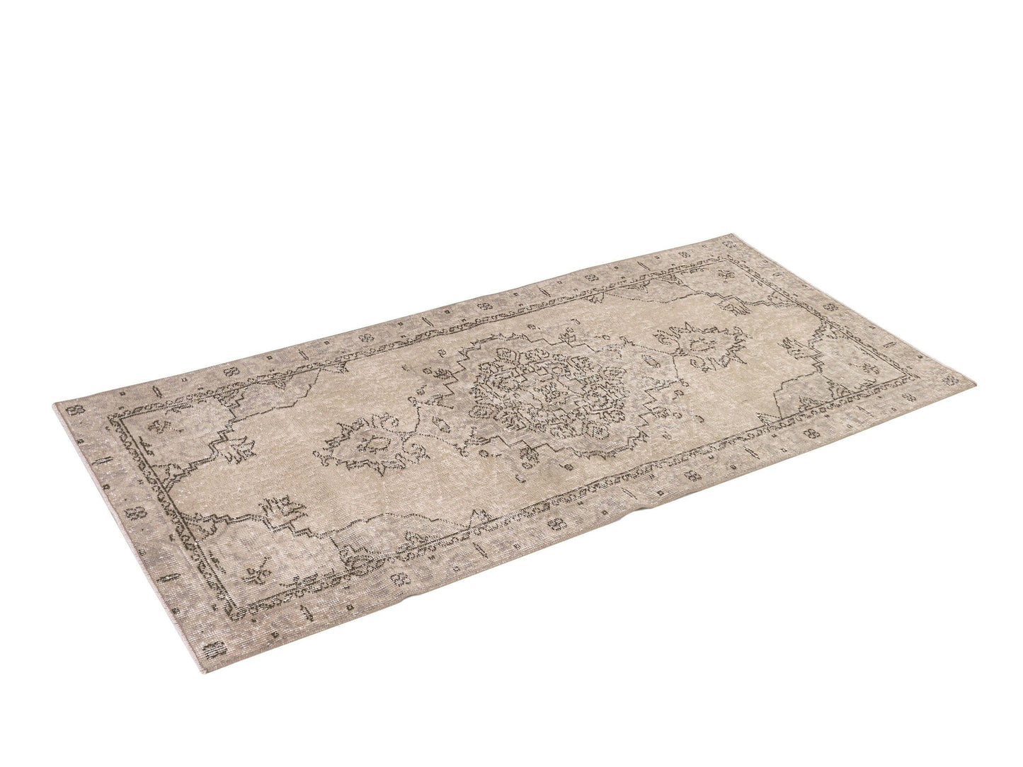 3x6 Area Rug, Anatolia Oushak Rug ,Turkish Vintage Rug, Handmade Rug, Neutral Rug ,Muted Rug ,Wool Rug, Faded Rug, 9605