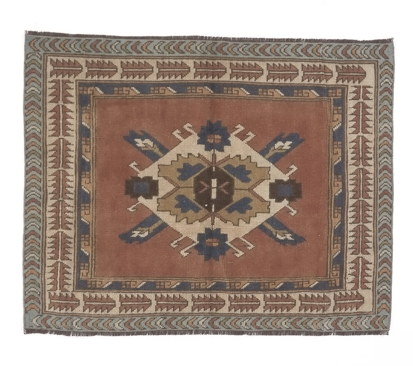 Small Vintage Rug ,Geometric Anatolia Rug ,Oushak Rug ,Small Carpet Rug ,Antique Rug ,Neutral Rug ,Handmade Rug ,Turkish Rug ,9612